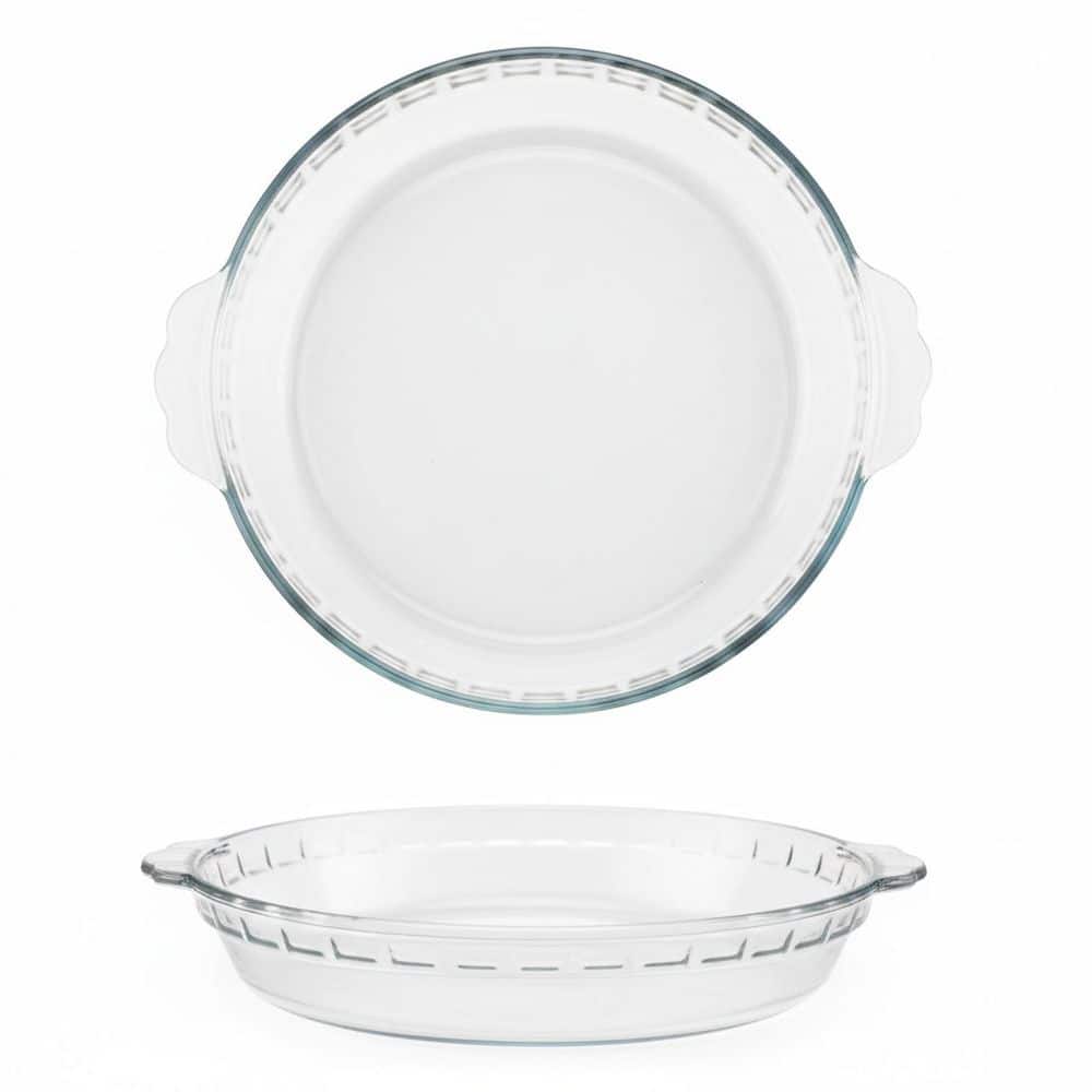 6.5 in. Round Tempered Glass Pie Plate for Baking with Easy Grip ...