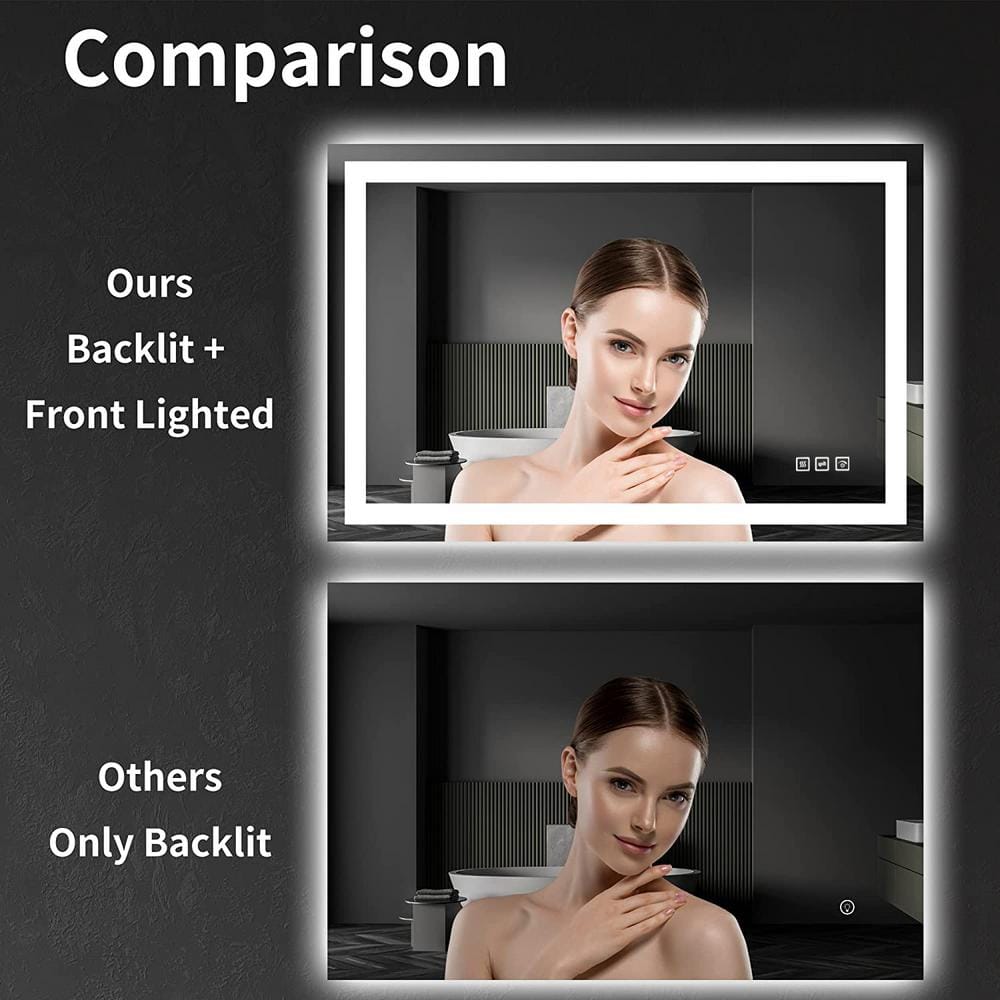 48" Frameless Rectangular LED Bathroom Vanity Mirror