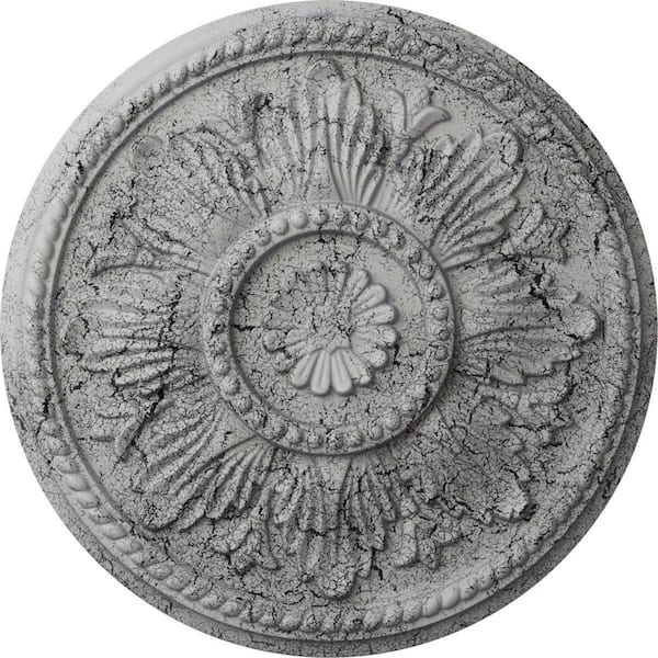 Ekena Millwork 1-3/4 in. x 18 in. x 18 in. Polyurethane Edinburgh Ceiling Medallion, Ultra Pure White Crackle