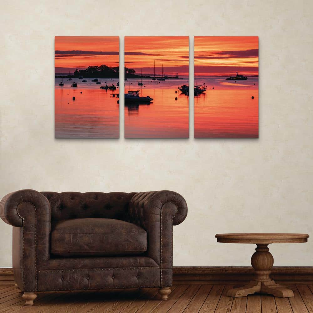 Michael Blanchette Photography Tangerine Sunrise Coastal Canvas Wall Art Set