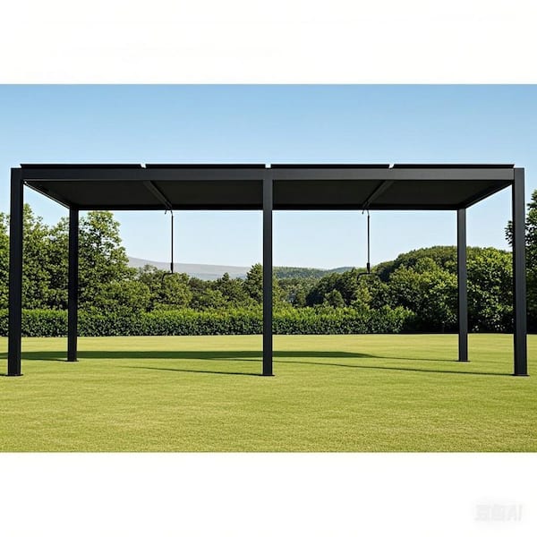 Black 10 ft. x 19 ft. Aluminum Louver Pergola Frame and Louvers