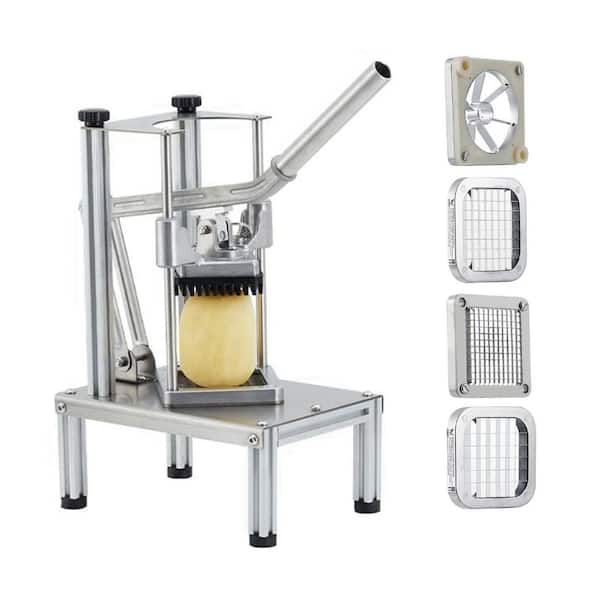 Commercial Vegetable Fruit Chopper with Tray, French Fry Cutter with 1/4 in. 1/2 in. 3/8 in. Blade and 6-Wedge Slicer