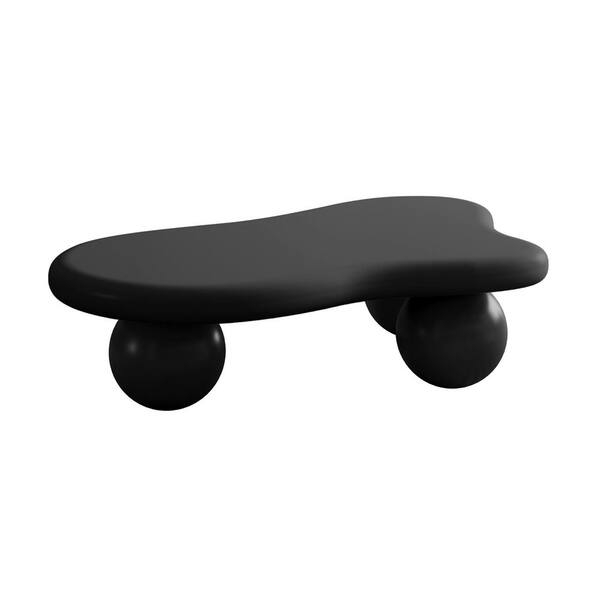 Sudzendf Black 40 in. Cloud Shaped Wood Outdoor Coffee Table
