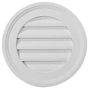 16 in. x 16 in. Round Primed Polyurethane Paintable Gable Louver Vent Non-Functional