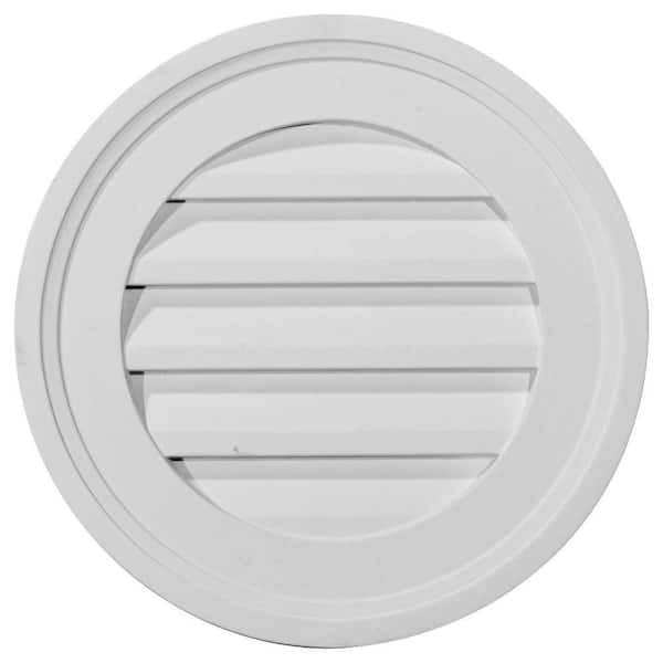 Ekena Millwork 16 in. x 16 in. Round Primed Polyurethane Paintable Gable Louver Vent Non-Functional