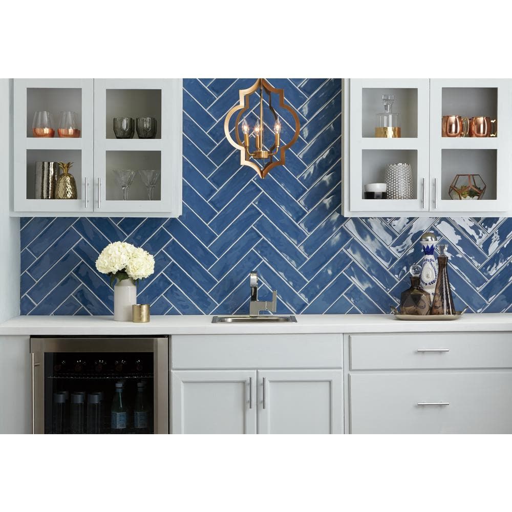 Costa Clara Blue Wave Glossy Ceramic Wall Tile 3" x 12"