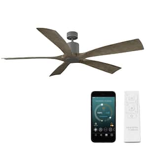 Aviator 70 in. Smart Indoor/Outdoor 5-Blade Ceiling Fan Graphite Weathered Gray with Remote Control