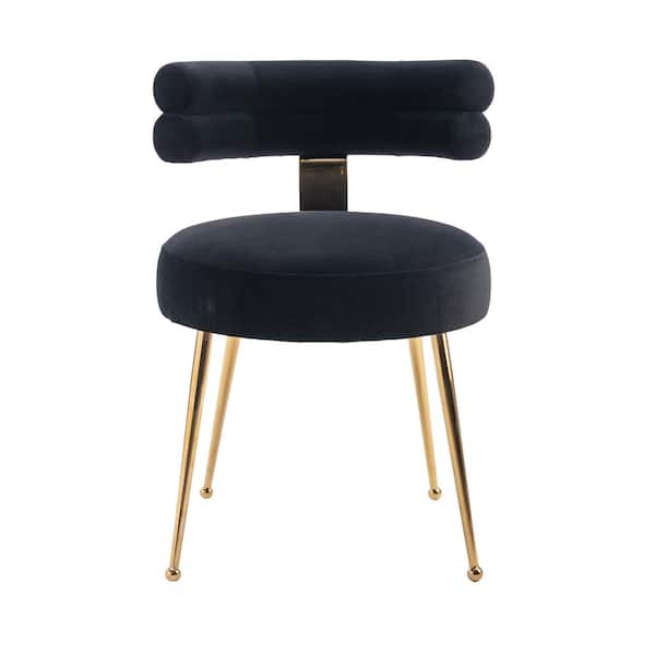 ATHMILE Black Velvet Accent Side Chair (Set of 1)