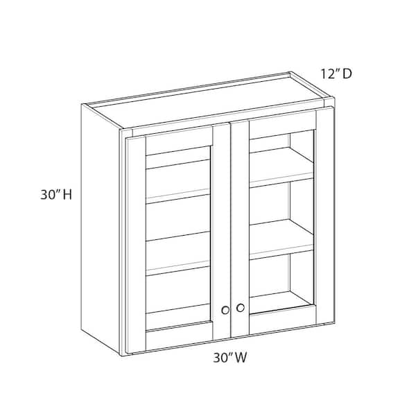 Norfolk Assembled 30 in. W x 30 in. H x 12 in. D Plywood Frosted Glass Door Wall Cabinet in Painted White