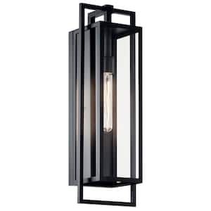 Goson 24 in. 1-Light Black Outdoor Hardwired Lantern Wall Sconce with No Bulbs Included (1-Pack)