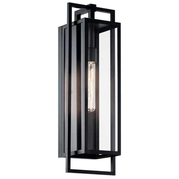 KICHLER Goson 24 in. 1-Light Black Outdoor Hardwired Lantern Wall Sconce with No Bulbs Included (1-Pack)