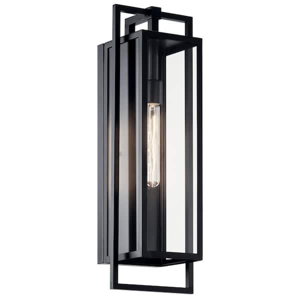 KICHLER Goson 24 in. 1-Light Black Outdoor Hardwired Lantern Wall Sconce with No Bulbs Included (1-Pack)