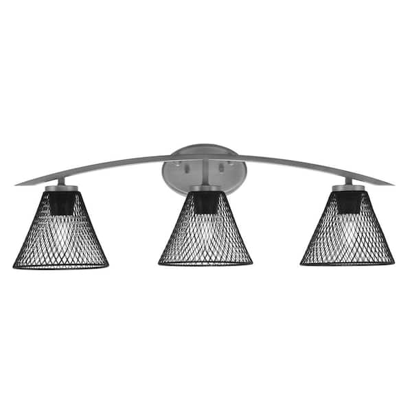 Unbranded Siena 29 in. 3-Light Vanity Light Graphite with Matte Black Metal Shades