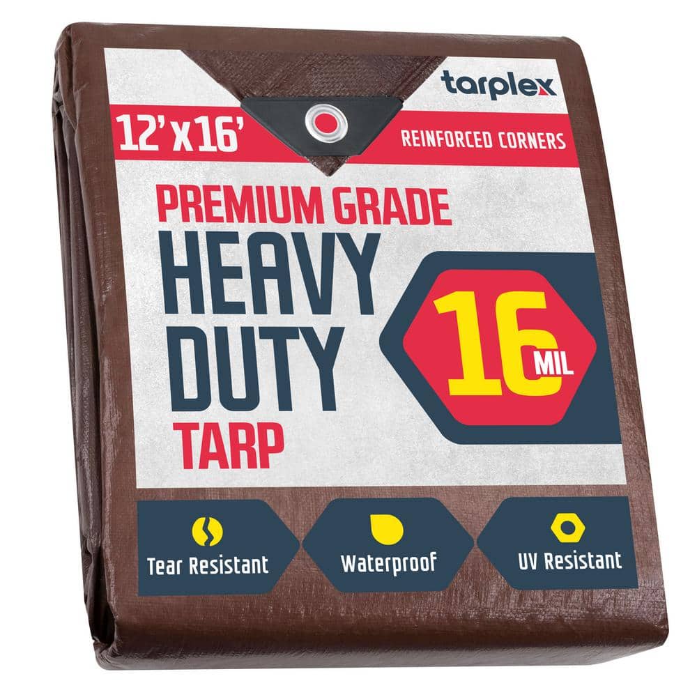 Tarplex 12 ft. x 16 ft. Super Heavy-Duty Brown 16 mil Poly Tarp, Waterproof