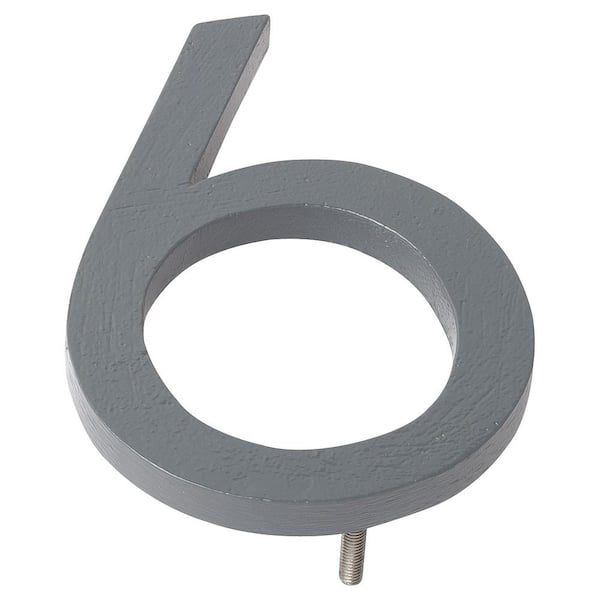 Montague Metal Products 4 in. Gray Aluminum Floating or Flat Modern House Number 6