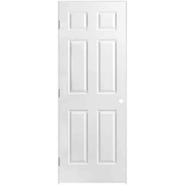 Masonite 28 in. x 80 in. 6 Panel Right-Handed Hollow-Core Textured Primed Composite Single Prehung Interior Door