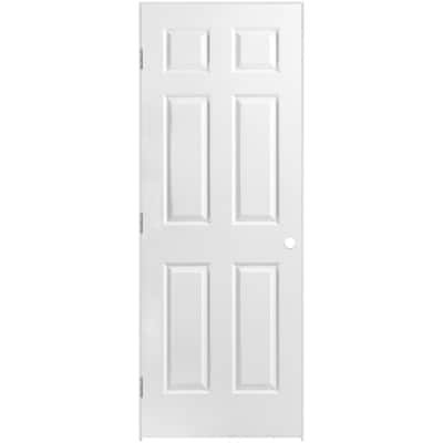 28 in. x 80 in. 6-Panel Right-Handed Hollow-Core Textured Primed Composite Single Prehung Interior Door