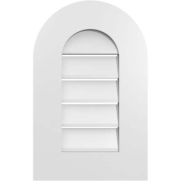 Ekena Millwork 14 in. x 22 in. Round Top Surface Mount PVC Gable Vent: Functional with Standard Frame