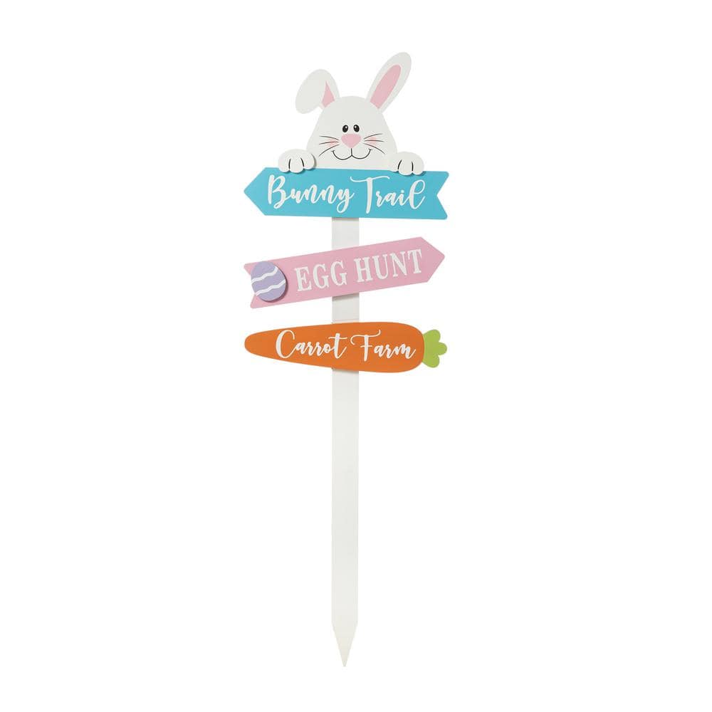 Glitzhome 36 in.H Wooden Easter Bunny Yard Stake (KD) 2006600023