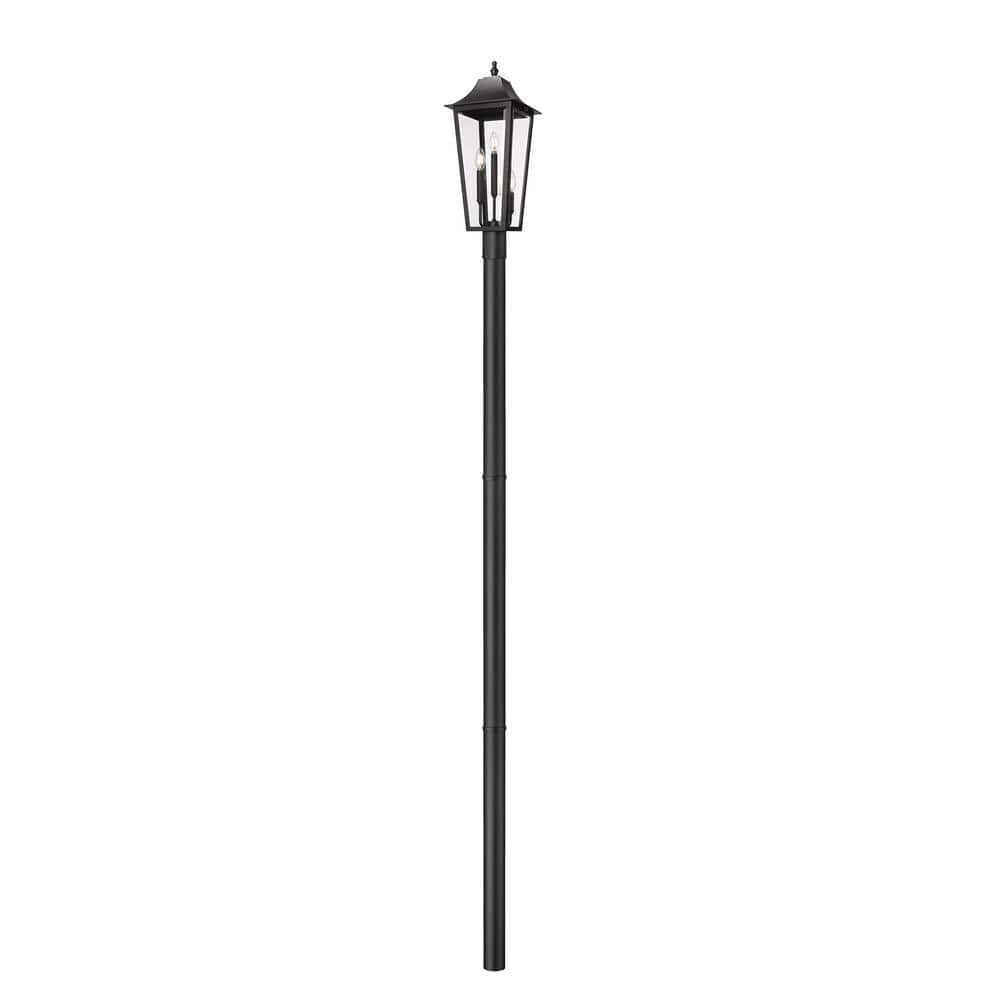 Gannon 3-Light Black Stainless Steel Hardwired Outdoor Marine Grade Post Li