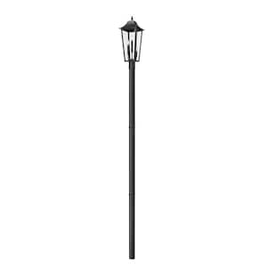 Gannon 3-Light Black Stainless Steel Hardwired Outdoor Marine Grade Post Light Set with no bulbs included