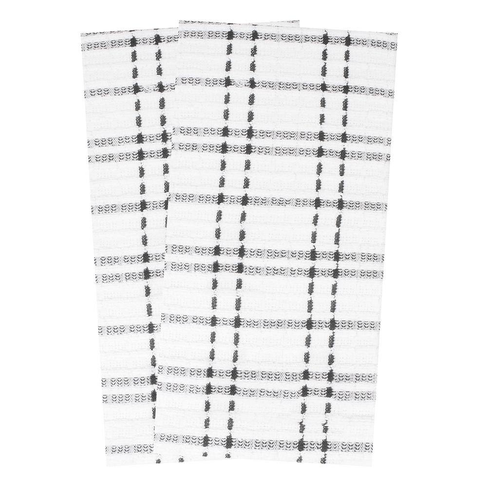 Graphite Checkered Cotton Terry Kitchen Towel Set, 2-Pack