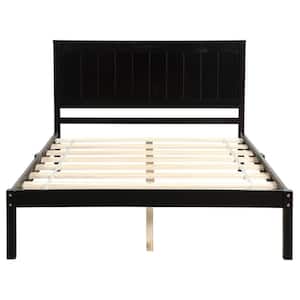 76 in. W Espresso Full Size Bed Frame Platform Bed Frame with Headboard, Heavy Duty Bed Frame Wood Bed with Wood Slats