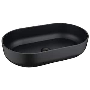 24 in. Acrylic Modern Oval Bathroom Vessel Sink in Black