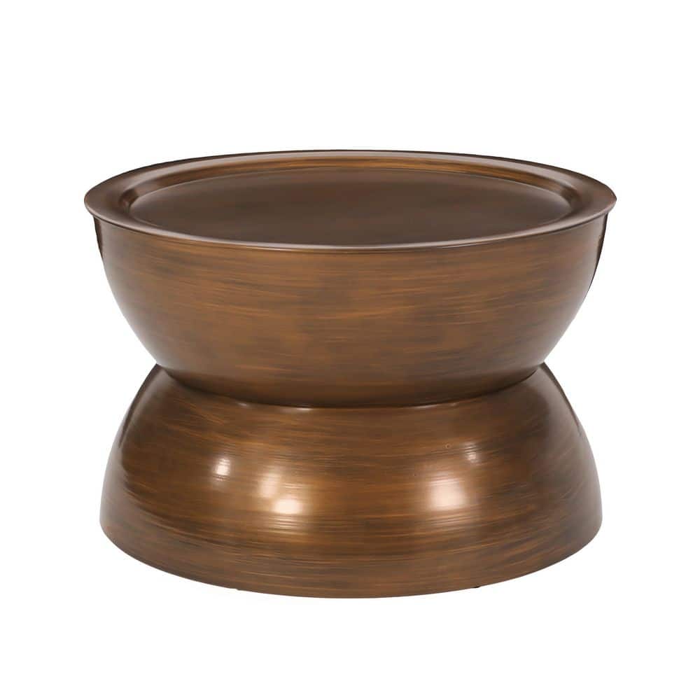 Manville Round Brushed Antique Bronze Metal Coffee Table