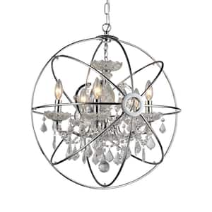 Saturn's Ring 6-Light Chrome Indoor Chandelier with Shade