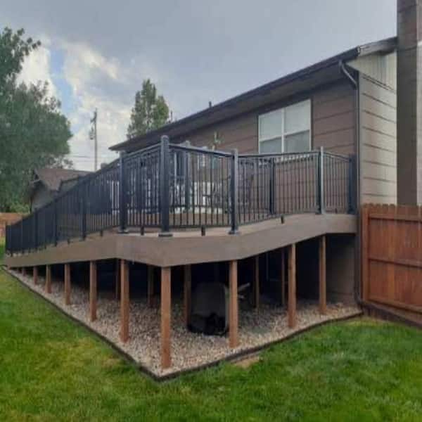 Aria Railing - 3 in. x 3 in. x 36 in. Black Powder Coated Aluminum Deck Post Kit