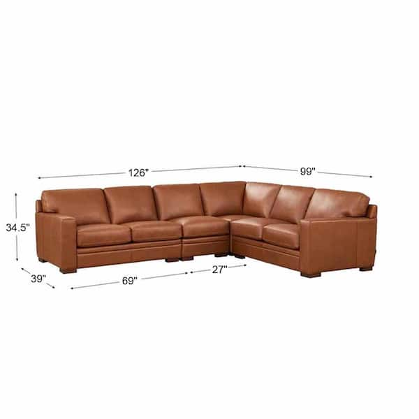 Dekalb Leather 2-Piece Chaise Sectional (102)