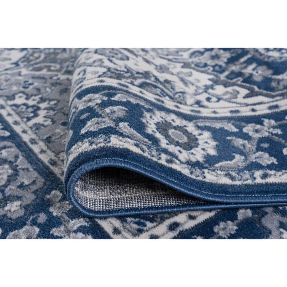 Navy Rectangular Reversible Synthetic 5' x 7' Area Rug