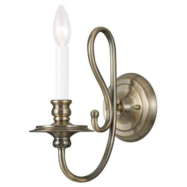Livex Lighting Providence 1-Light Antique Brass Incandescent Wall Sconce