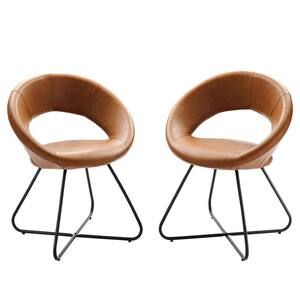Nouvelle Tan Faux Leather Dining Chair (Set of 2)