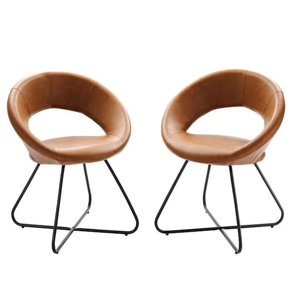 MODWAY Nouvelle Tan Faux Leather Dining Chair (Set of 2)