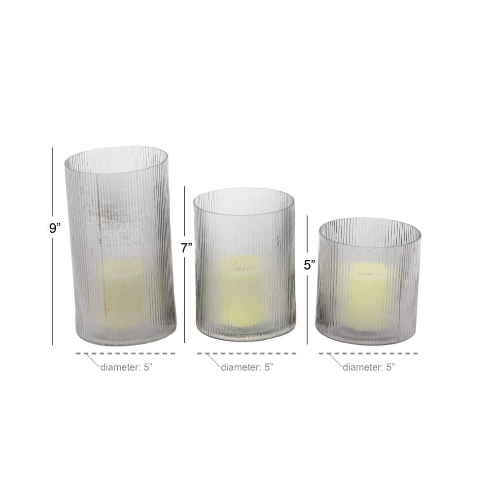 Elegant Traditional Glass Hurricane Candle Lantern Trio