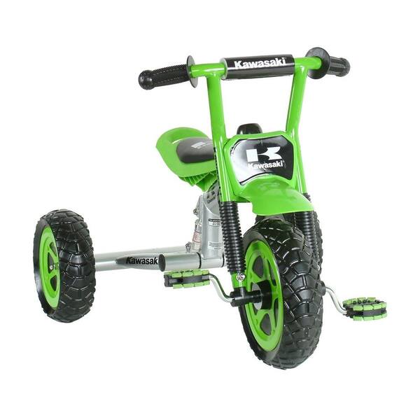Kawasaki Tricycle, 10 in. Wheels, Suspension Forks, Boy's Trike in Green