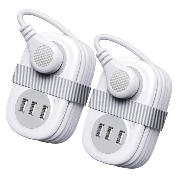 Lukyamzn 3.7 ft. Travel Power Strip Mini Extension Cord Flat Plug with 2 AC Outlets and 3 USB Ports Cruise Approved for Travel