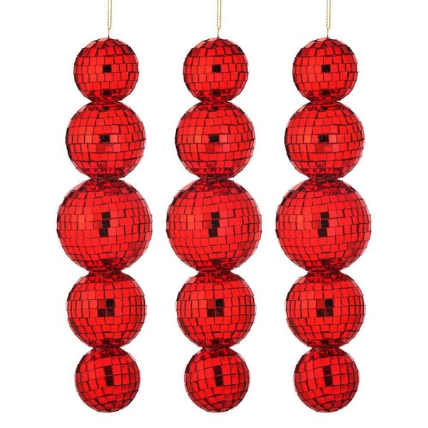 9 in.Multi Mirror Ball Ornament (Set of 3)
