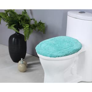 Waterford Collection 100% Cotton Bath Rug, 18x18 Toilet Lid Cover, Turquoise