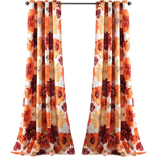 Red Polyester 52 in. W x 84 in. L Grommet Room Darkening Curtain (2 Panel)