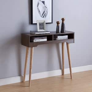 Keller 36 in. Weathered Walnut Standard Rectangle Console Table with Storage