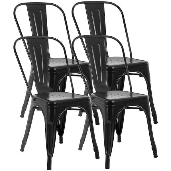 Primehome Stackable Black Tolix Dining Chairs, Set of 4 Indoor