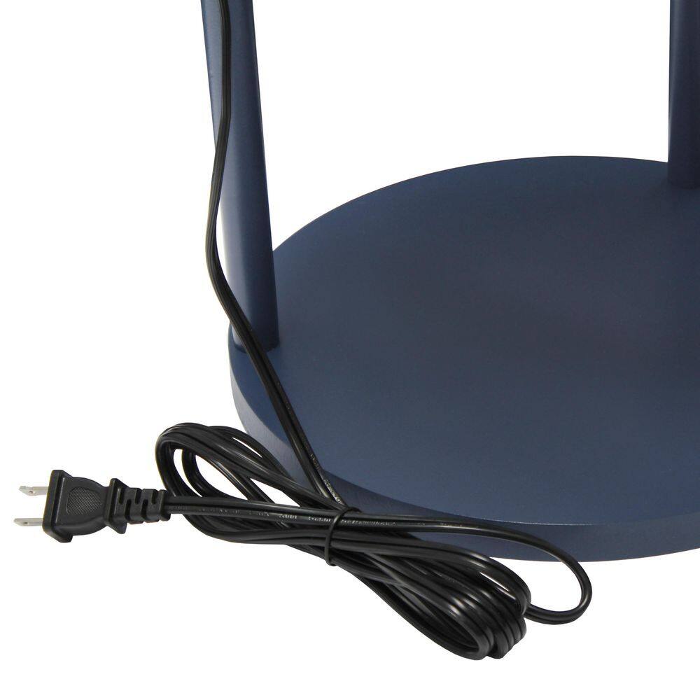 Navy Modern Shelf Etagere Floor Lamp with USB Charging Ports