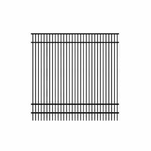 Freeport Standard-Duty 6 ft. x 6 ft. Black Aluminum Pre-Assembled Double Picket Fence Panel