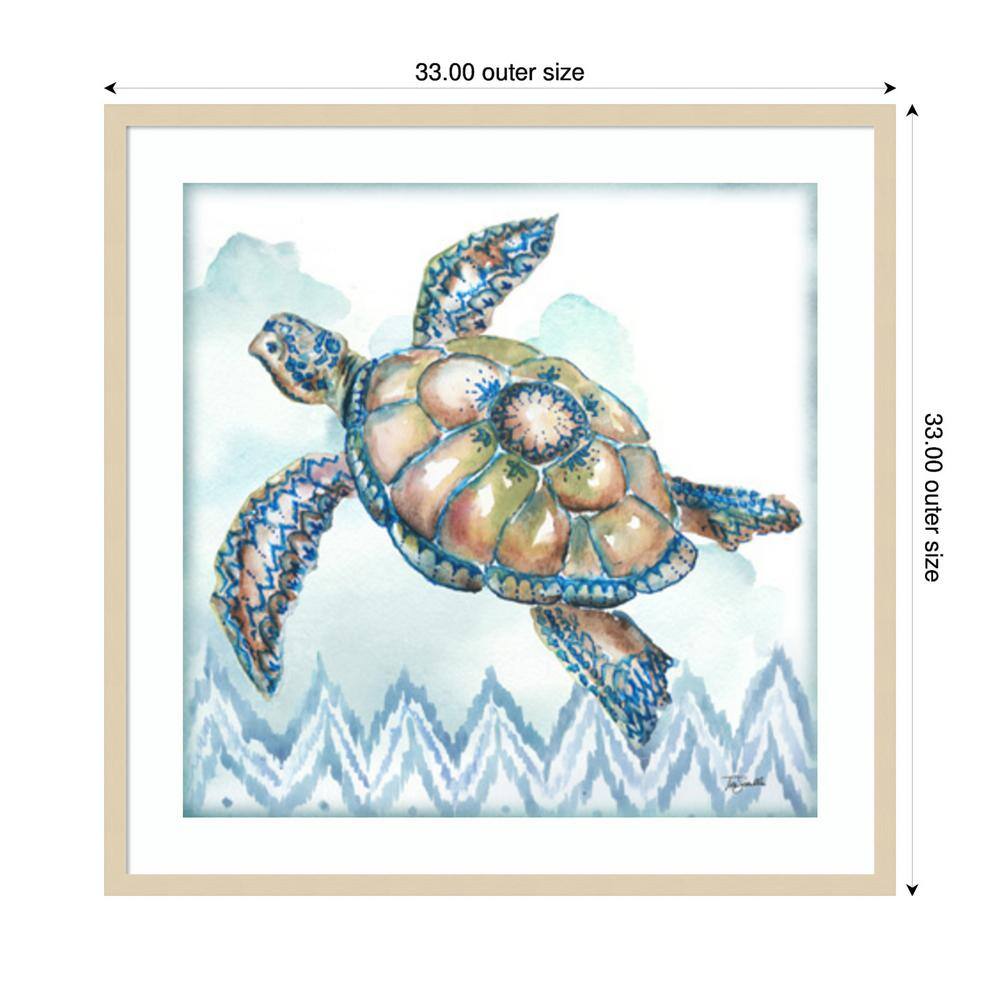 Boho Shells I Sea Turtle Svelte Natural Framed Wall Art Print