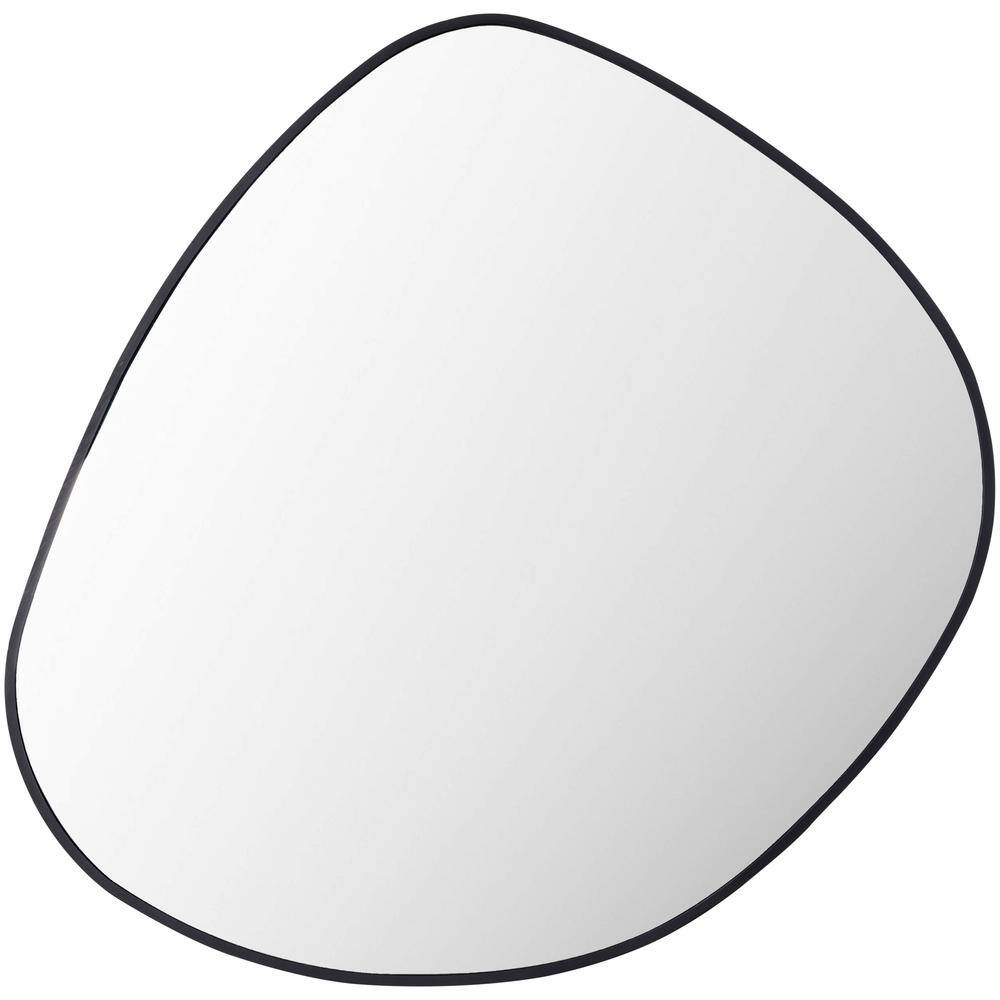 Asymmetrical Black Metal Frame Wall Mirror