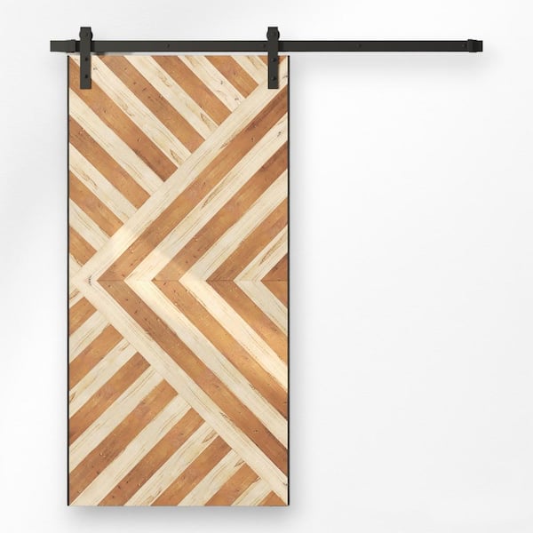 Urban Woodcraft Custom Stained 83 in. x 40 in. Malibu, Enigma White, Reclaimed Wood, Sliding Barn Door with Hardware Kit