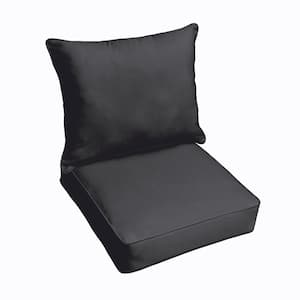 23 x 25 Deep Seating Outdoor Pillow and Cushion Set in Solid Black
